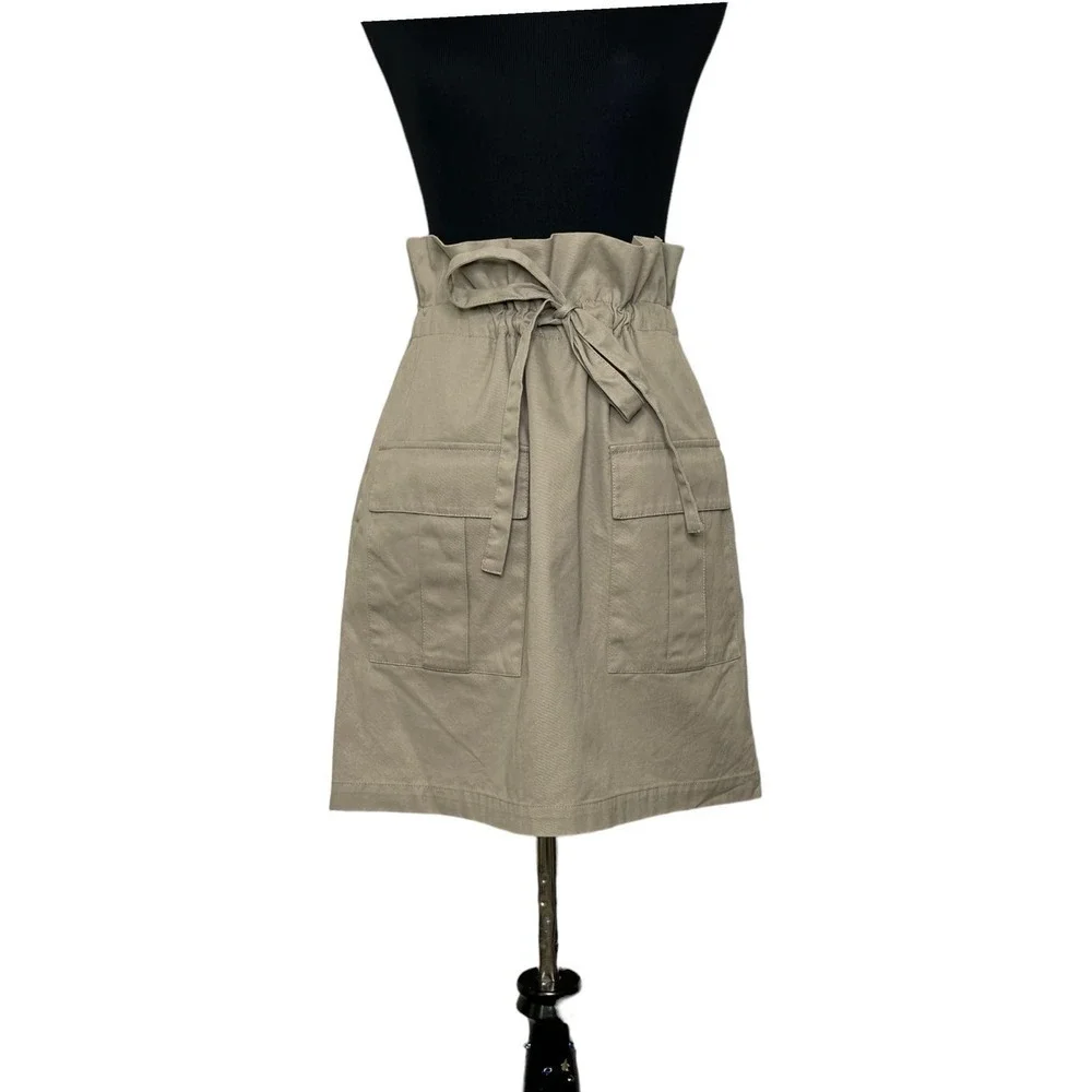 Rebecca Minkoff Beige Paperbag Bradley Paperbag Skirt Size Medium - Picture 14 of 14